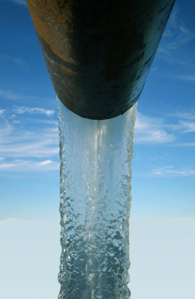 water from a pipe